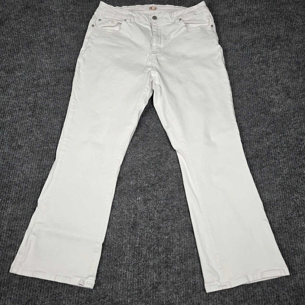 Reba Womens White Bootcut Denim Jeans Size 16 Stretch Cotton‎ Blend 26272